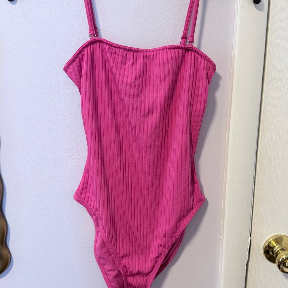 Pink Ribbed Swimsuit